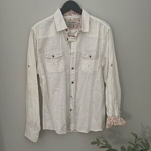 Fresh Brand. Crafted with Love. Button down. Linen/Cotten Blend size Large Cream